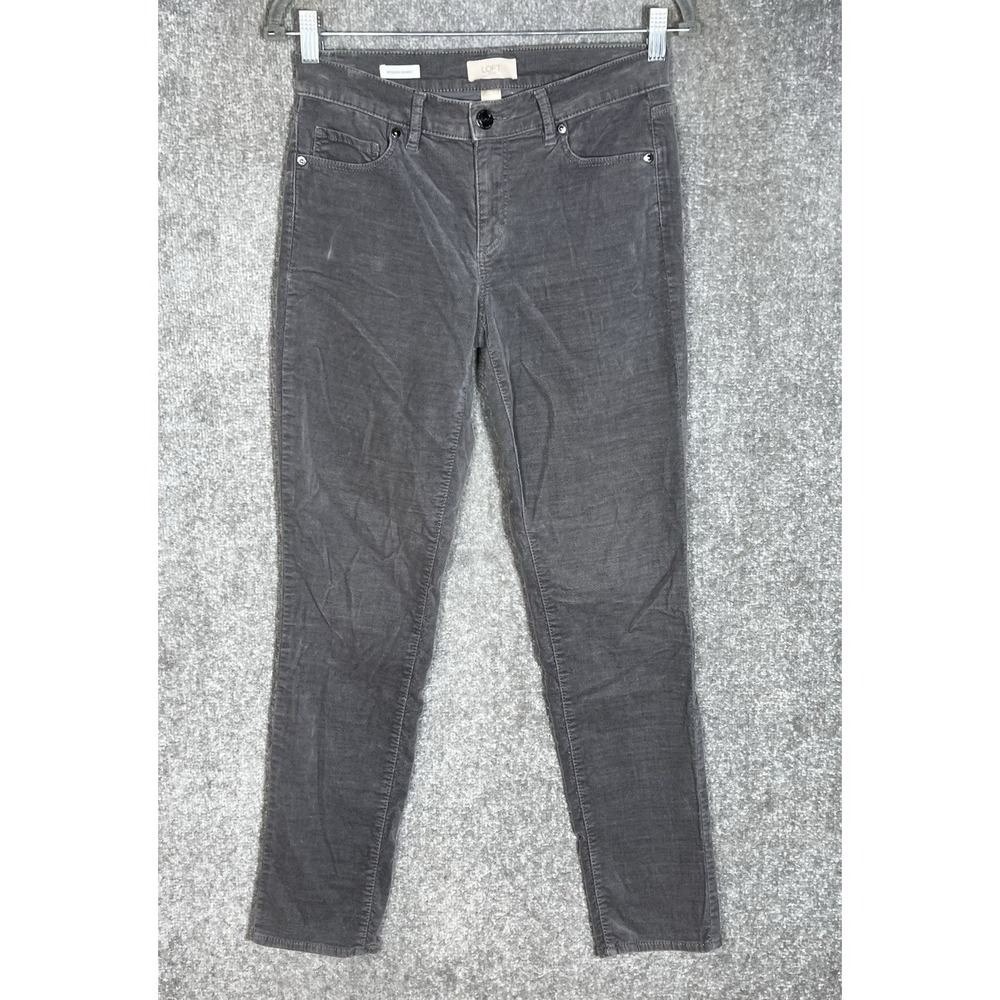 LOFT Modern Skinny Velour Jeans Womens Size 2 Gray Stretch 5 Pocket